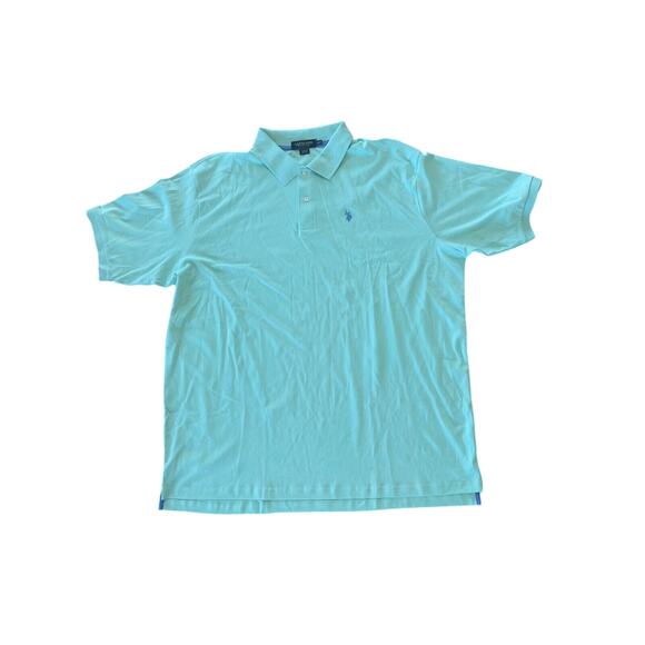 US Polo Assn Mens Polo Shirt Green Luxury Feel Cotton Blend Knit Pony Golf 4XLT - Picture 1 of 3